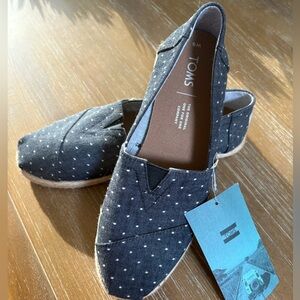 TOMS Blue and White Dotted Espradille Slip-Ons